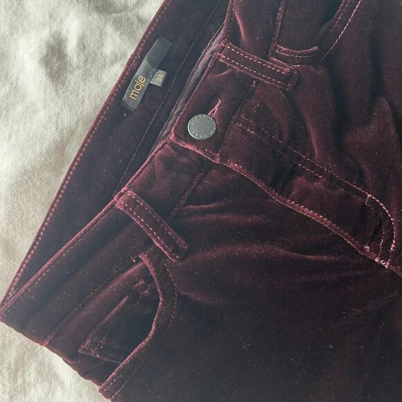 Maje Bordeaux Velveteen Cigarette Five-Pocket Jeans, Rich Luminous Sheen – EU 34 - Picture 6 of 6
